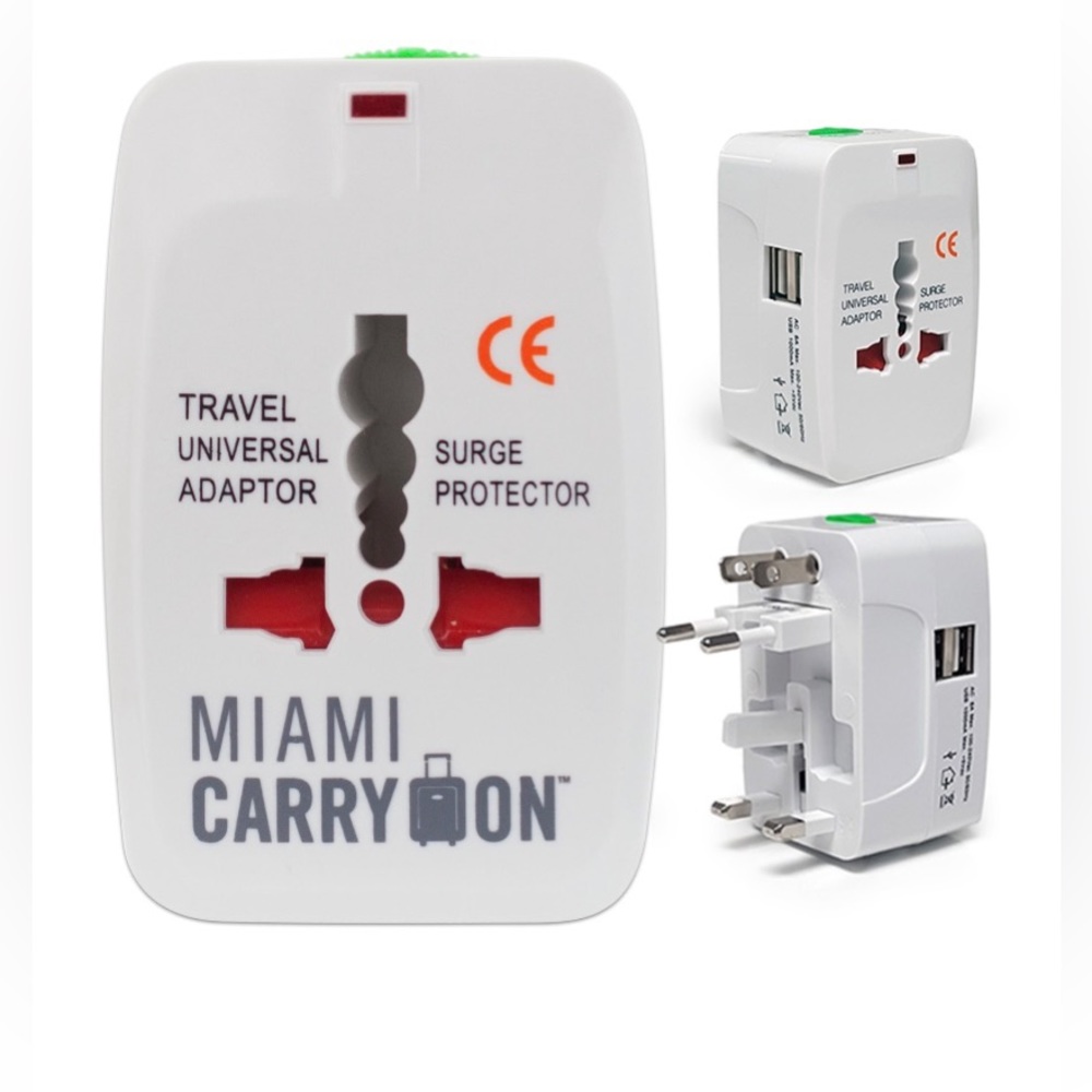 Miami CarryOn International Travel Adapter with Two USB Ports in White